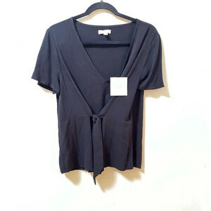 14th & Union Black Short sleeve Top with Front Tie Feature-Size Medium- NWT